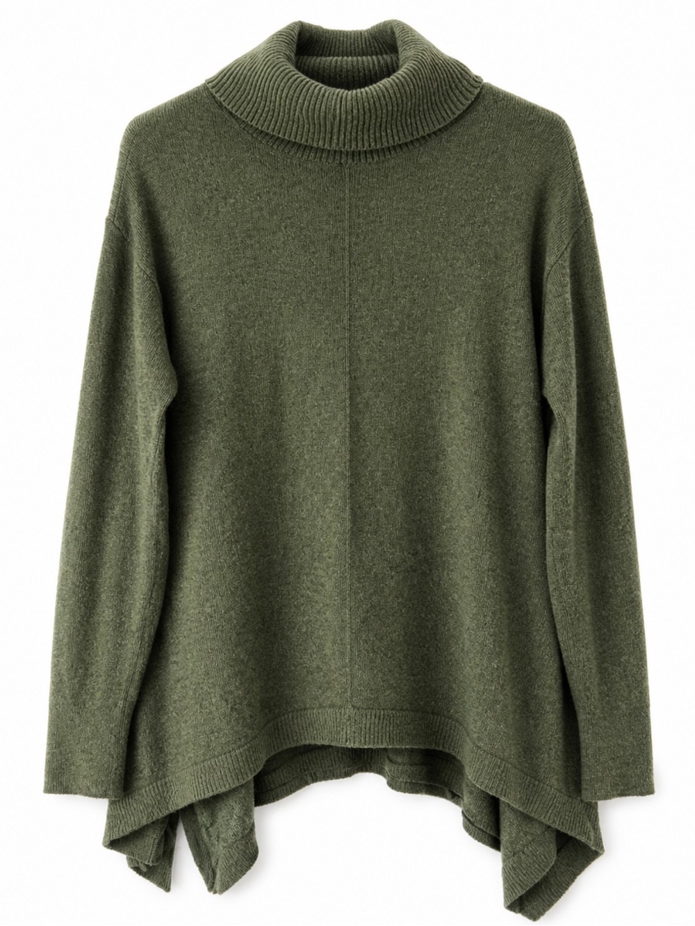 Mossimo Supply Co Olive Green Turtleneck Sweater Small Oversized High Low Hem